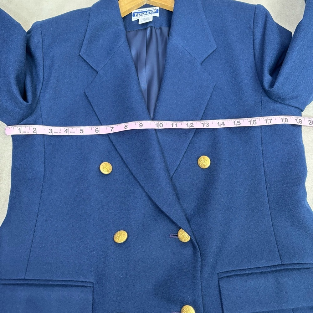 Pendleton Vintage Navy Blue Blazer Suit Jacket Size 10 Petite Gold Tone Buttons - Picture 9 of 12